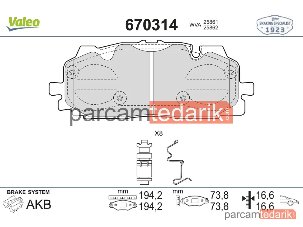670314 | Fren Balatası — Audi A5, Audi A4 B9, Audi A6 C8